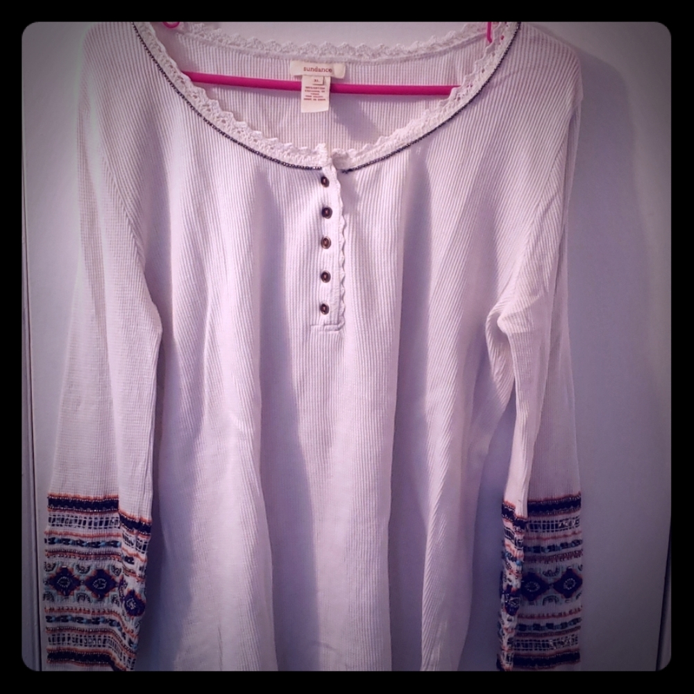 NWOT Sundance l/s beaded henley
